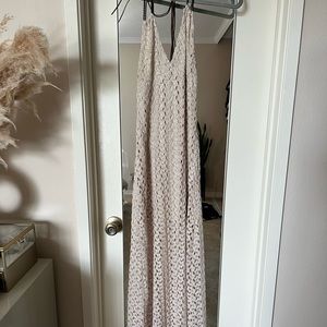 Long ivory boho crochet maxi dress